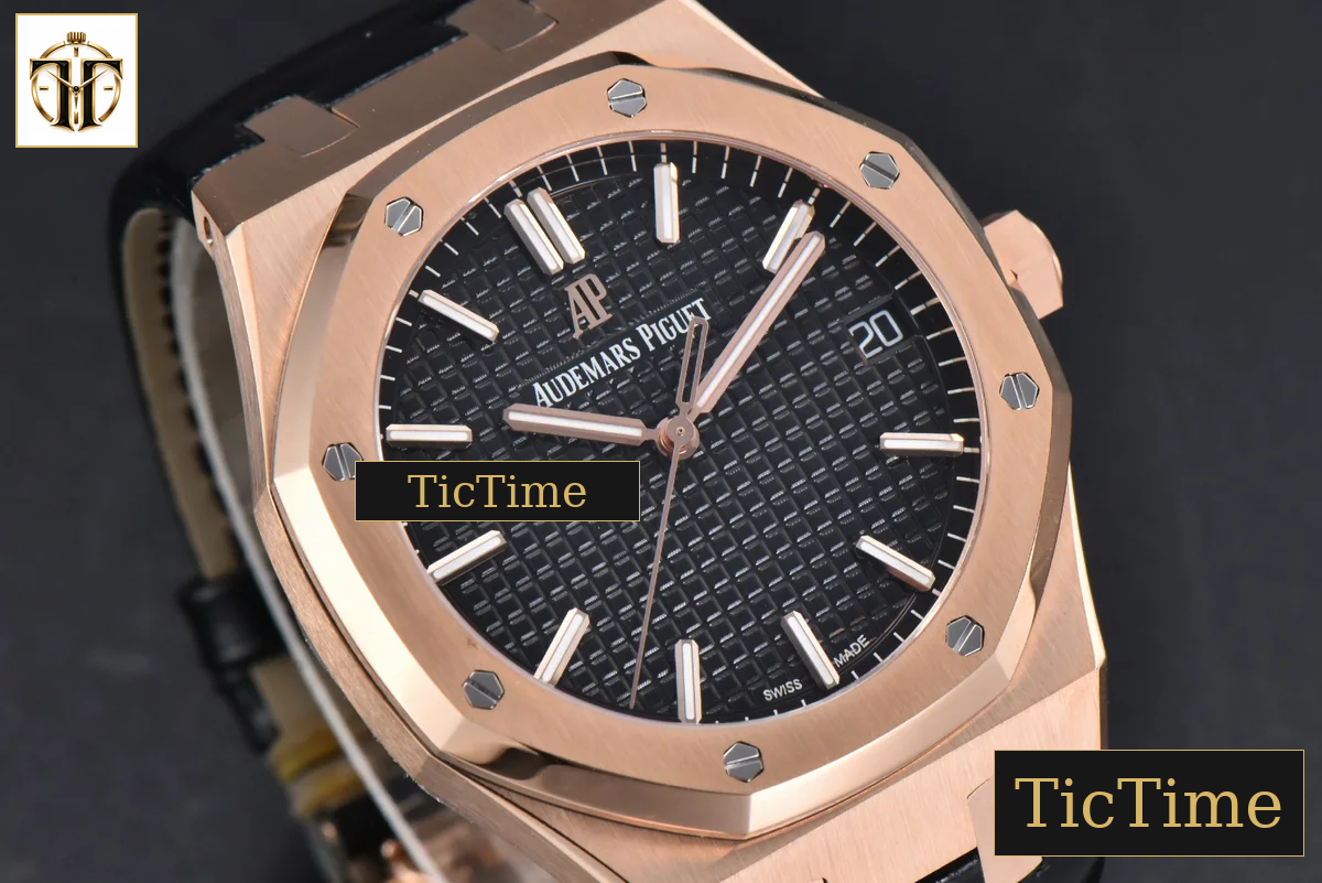 Royal Oak 15500 41mm APSF RG Black Textured Dial Black Leather Strap SA4302 — foto 11