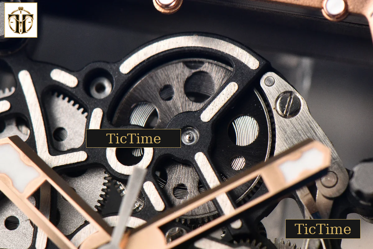 RM055 42.7mm ZF Ceramic Black Bezel Gold Skeleton Dial Black Crown Black Rubber Strap RMUL2 — foto 7