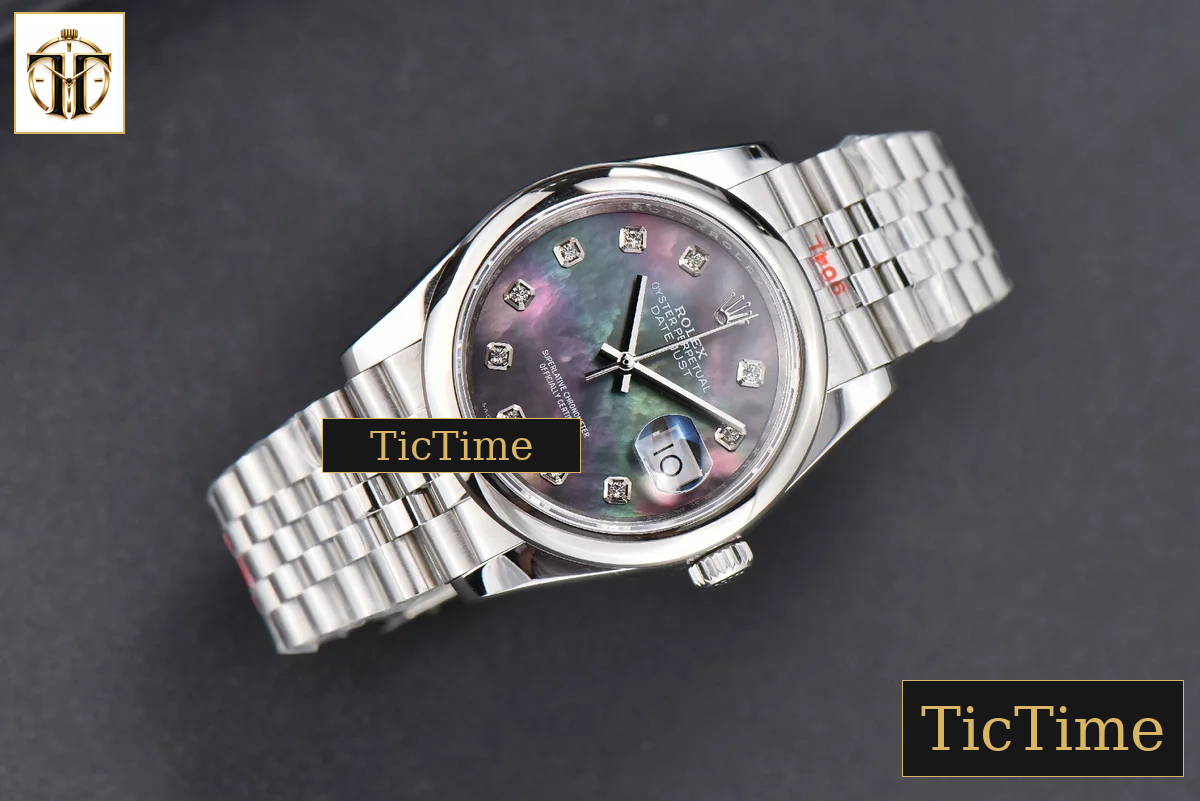 DateJust 36mm GMF SS Smooth Bezel Gray MOP Dial Diamond Marker Jubilee Bracelet VR3235 — foto 3