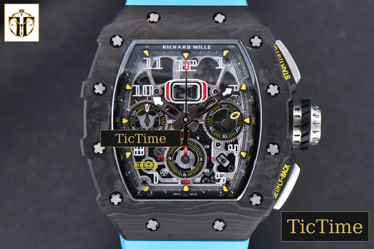 NTPT Chrono RM011 KVF Skeleton Dial Blue Rubber Strap V2 A7750 — foto 2
