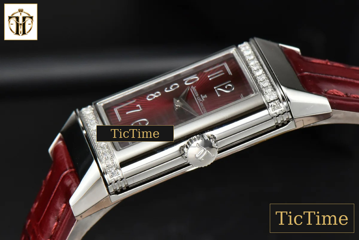 Reverso One 3288420 20mm IMF Diamond White Moissanite Red Leather Strap (wth CZ stones ) Swiss Quartz — foto 9