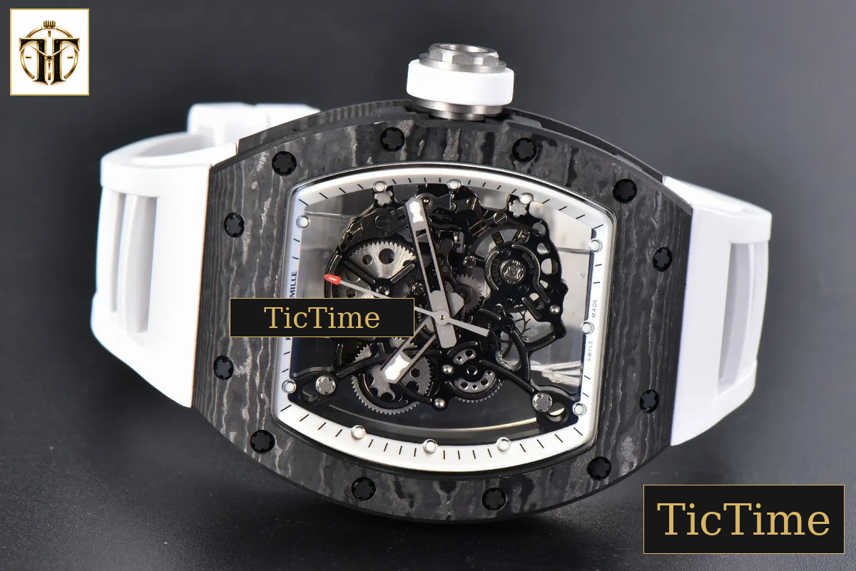 NTPT RM055 42.7mm BBRF White Skeleton Dial White Rubber Strap RMUL2 — foto 15