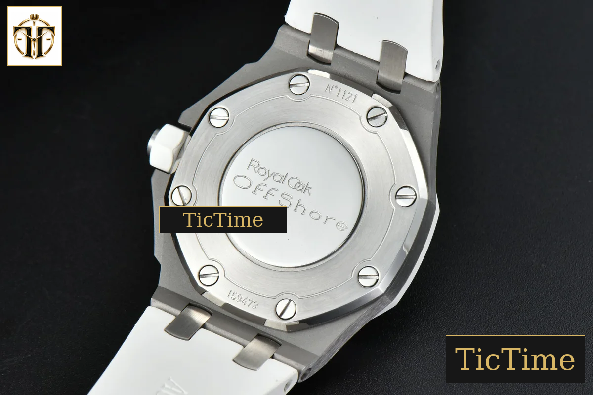 Royal Oak Offshore Ladies 33mm RXWF SS Moissanite White Dial Diamonds Bezel White Rubber Strap Swiss Quartz — foto 17