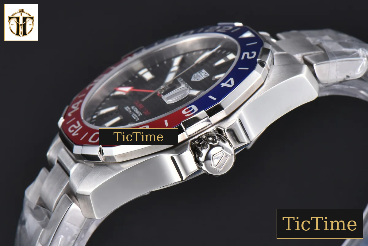 Aquaracer Calibre 7 GMT 43mm OF Blue/Red Bezel Black Dial Swiss SW200 — foto 12