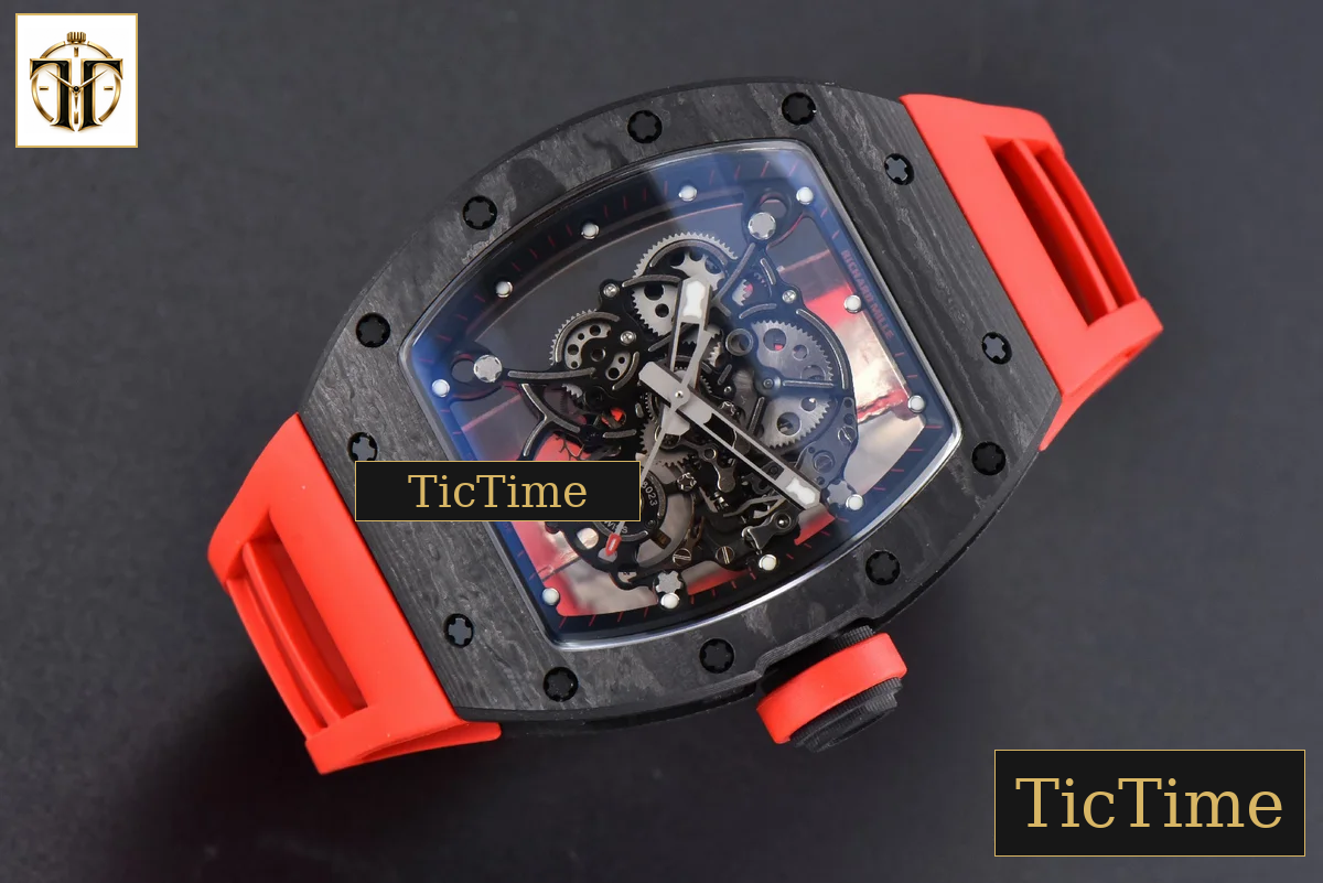 NTPT RM055 42.7mm BBRF Red Skeleton Dial Red Rubber Strap RMUL2 — foto 4