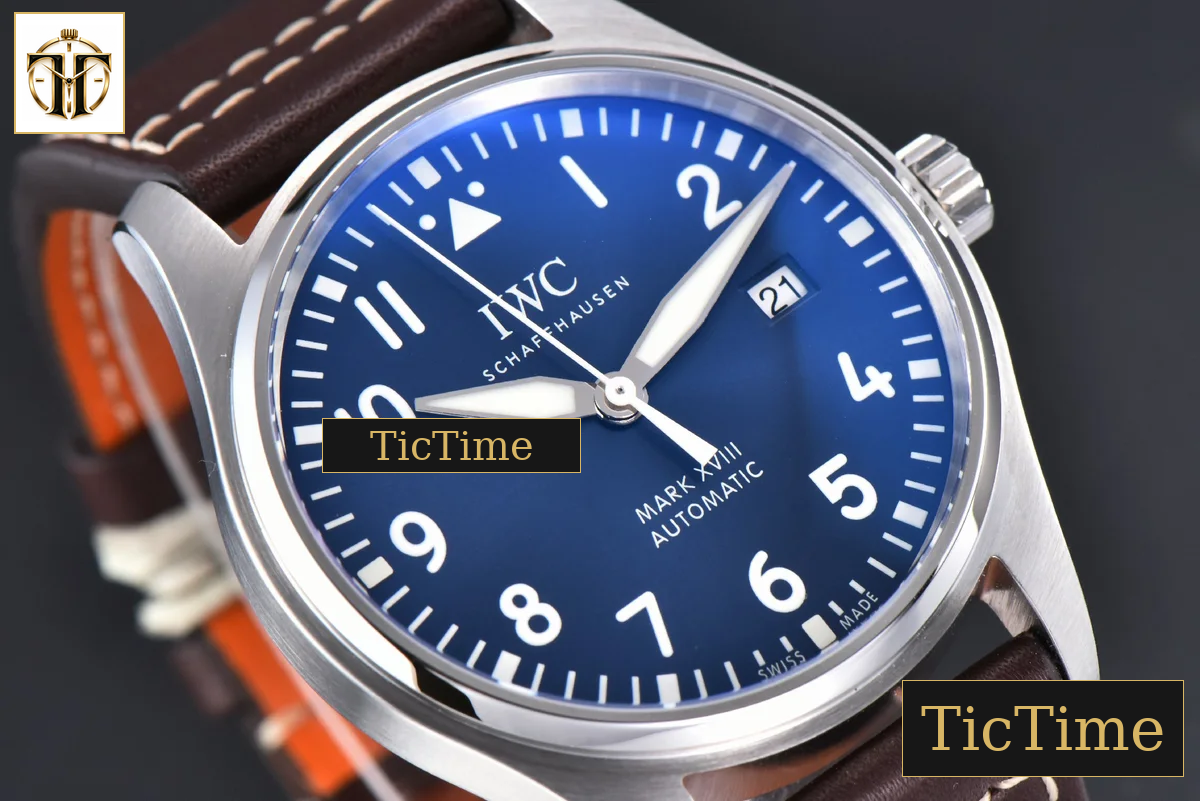 Mark XVIII IWC327010 40mm V7F Blue Dial Brown Leather Strap A2892 — foto 12