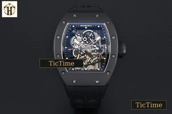 Foto frontal — RM055 42.7mm ZF Ceramic Black Bezel Black Skeleton Dial Black Crown Black Rubber Strap RMUL2