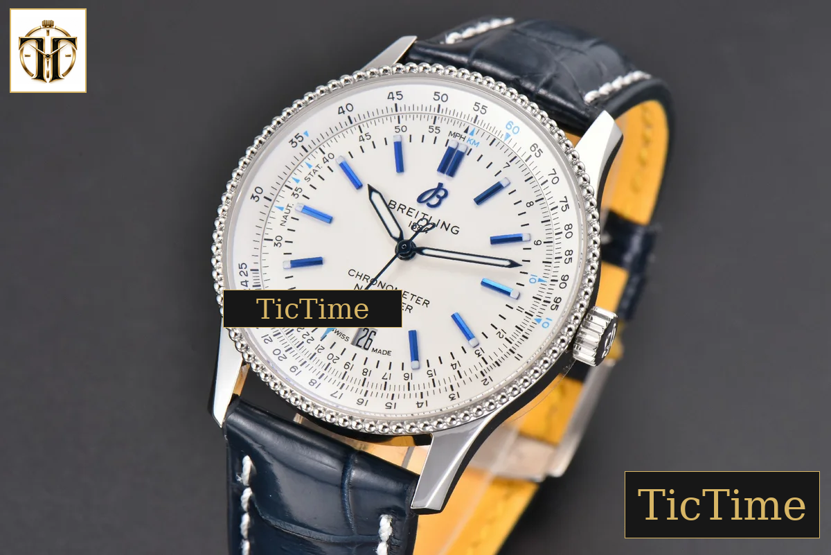 Navitimer 41mm TF White Dial Black Leather Strap 2824 — foto 4
