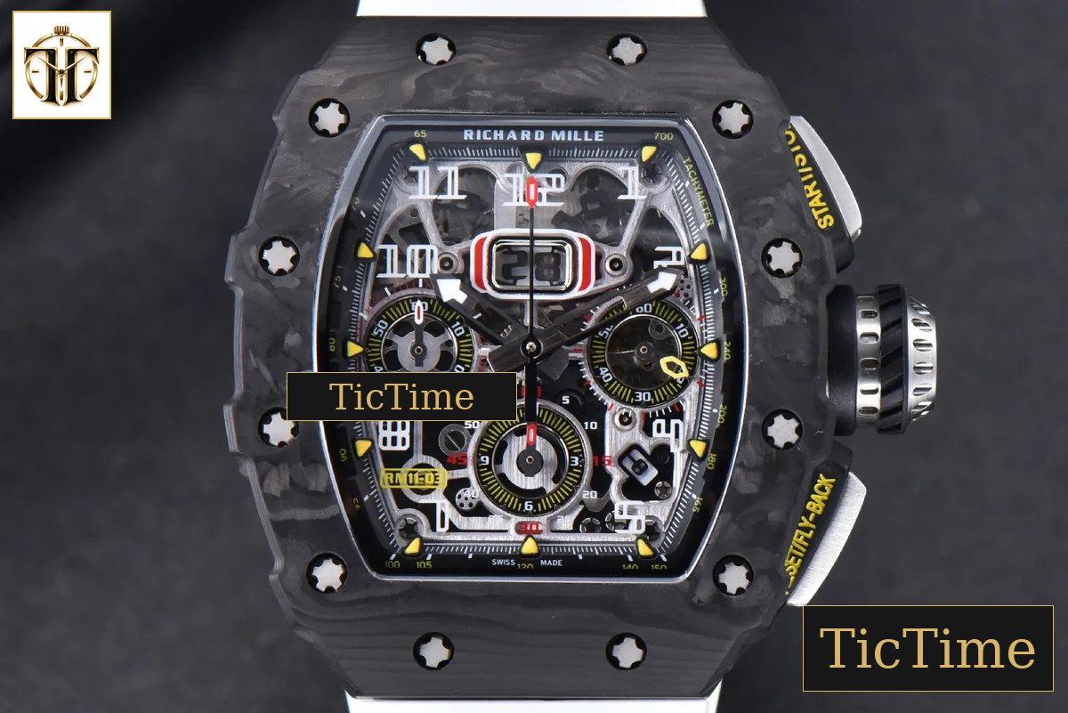 NTPT Chrono RM011 KVF Skeleton Dial White Rubber Strap V2 A7750 — foto 2