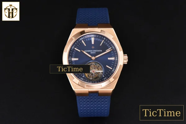Foto frontal — Overseas Tourbillon 6000V 42.5mm BBRF RG Blue Dial Blue Rubber Strap Tourb