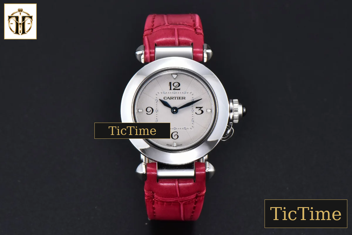 Pasha Ladies 30mm AF White Dial Rose Red Leather Strap Jap Quartz — foto 3