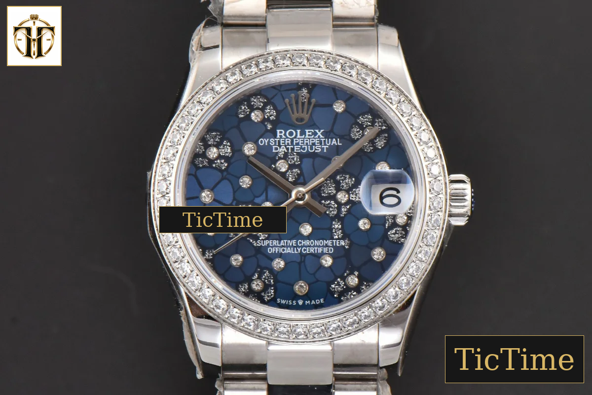 DateJust Ladies 904L 31mm WF Diamond Blue Flowers Dial Diamond Marker Oyster Bracelet A2671 — foto 2
