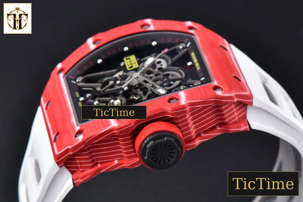 RM035-02 42mmx50mm ZF Red Carbon Dial white Rubber Strap V5 NH05A — foto 12