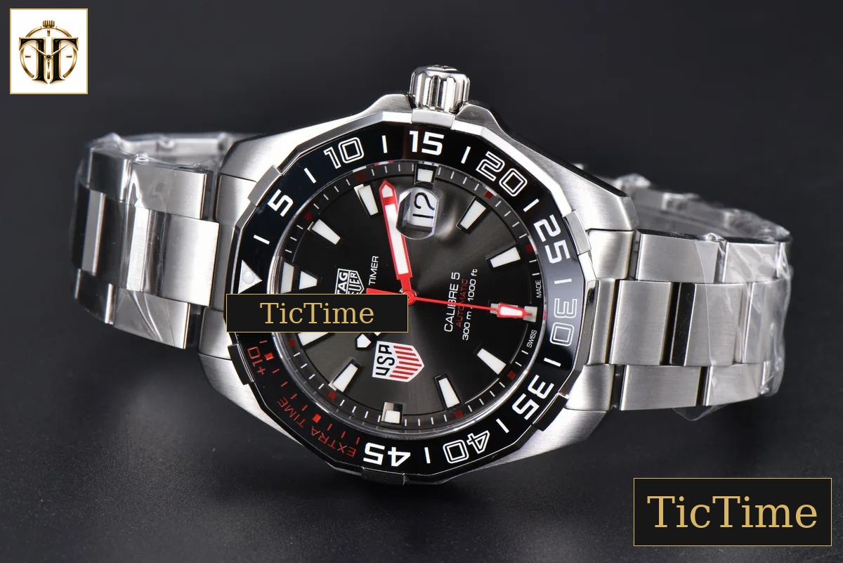 Aquaracer Calibre 5 43mm OF Black Dial Red Hands SS Bracelet Swiss SW200 — foto 14