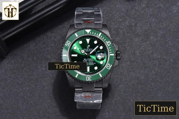 Foto frontal — Blaken Submariner LV 116610 IPKF Green PVD Bracelet A2836