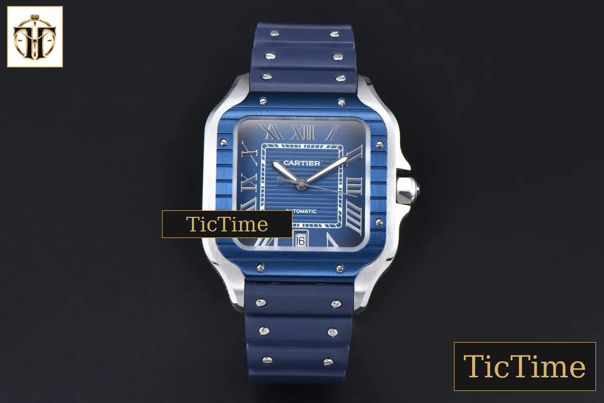 Santos de Cartier XL 40mm AF SS Blue Dial Blue Bezel Blue Rubber Strap Miyota 9015 — foto 2