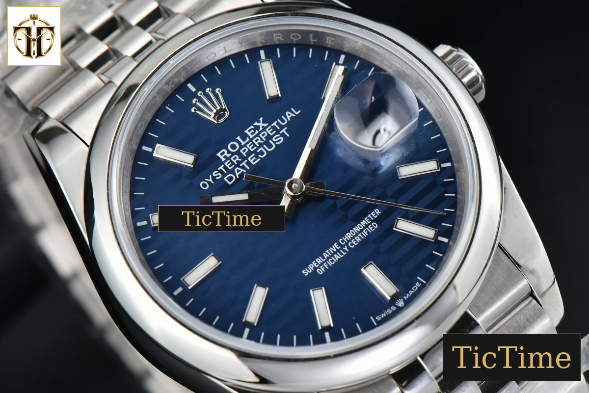 DateJust Smooth Bezel 36mm BPF Blue Motif Dial Jubilee Bracelet A2824 — foto 12