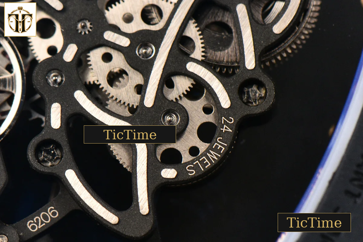 RM055 42.7mm ZF Ceramic Black Bezel White Skeleton Dial Black Crown Black Rubber Strap RMUL2 — foto 18
