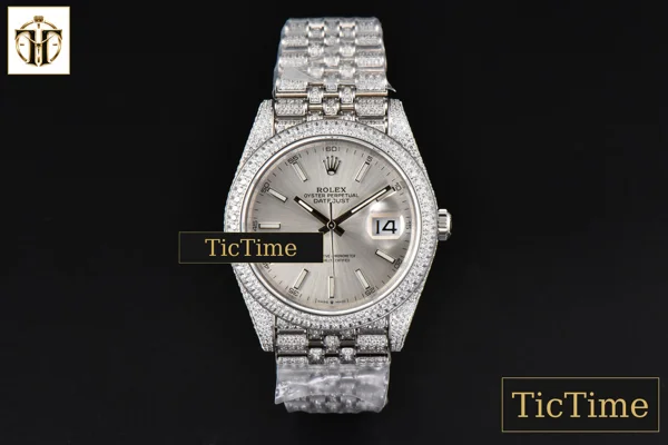Foto frontal — Datejust Full 41mm GMF Diamond Silver Dial Jubilee Bracelet A2824