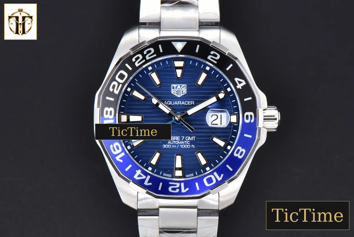 Aquaracer Calibre 5 GMT 43mm OF Blue/Black Bezel Blue Dial SS Bracelet SW200 — foto 2