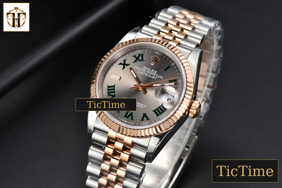 DateJust 36mm BPF RG/SS Fluted Bezel Gray Wimbledon Dial Jubilee Bracelet A2824 — foto 4