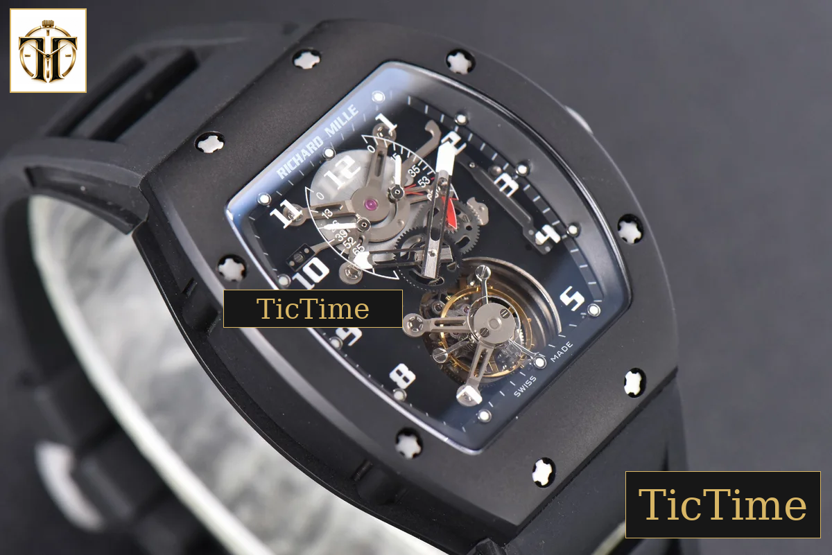 Tourbillon RM001 47mm JBF PVD Black Skeleton Dial Black Rubber Strap — foto 12