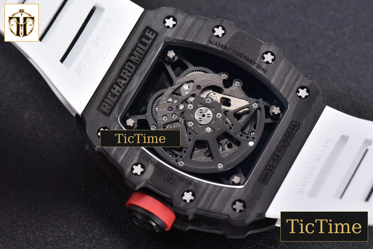 RM035-02 KVF Skeleton Dial Red White Rubber Strap V3 Miyota8215 — foto 15