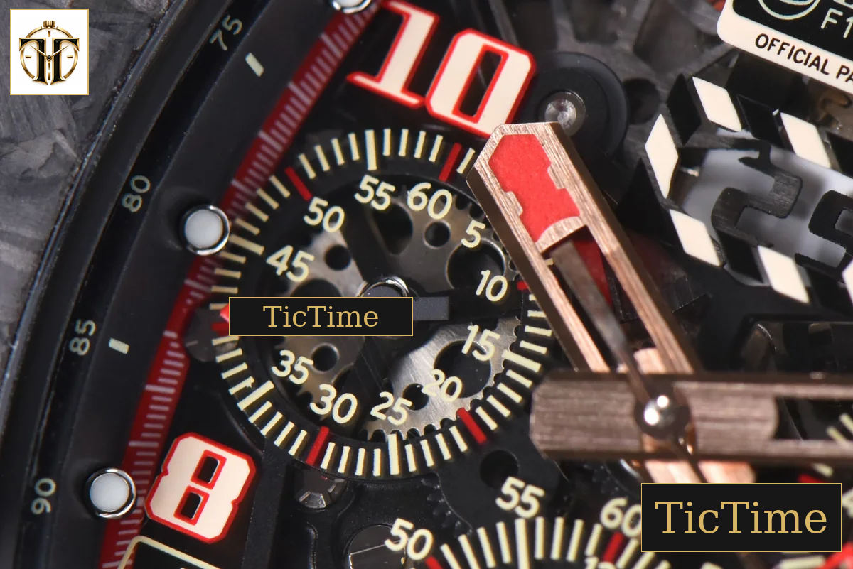 NTPT Chrono RM011 KVF Skeleton Dial RG Crown Black Rubber Strap V2 A7750 — foto 6