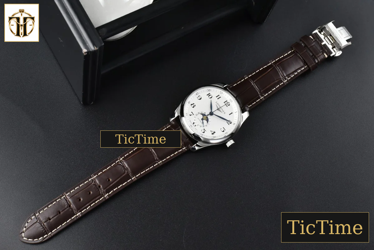 Master Moonphase 40mm GF White Dial Digital Marker Brown Leather Strap A899 — foto 26