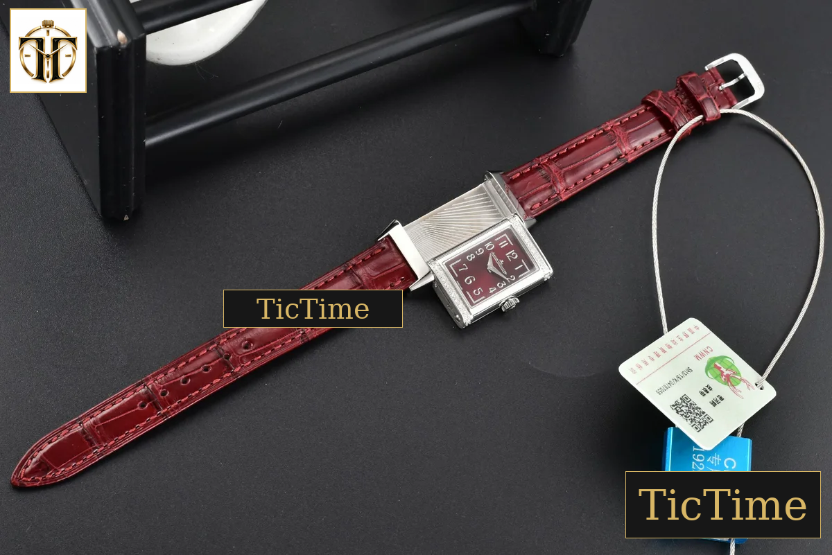 Reverso One 3288420 20mm IMF Diamond White Moissanite Red Leather Strap (wth CZ stones ) Swiss Quartz — foto 21