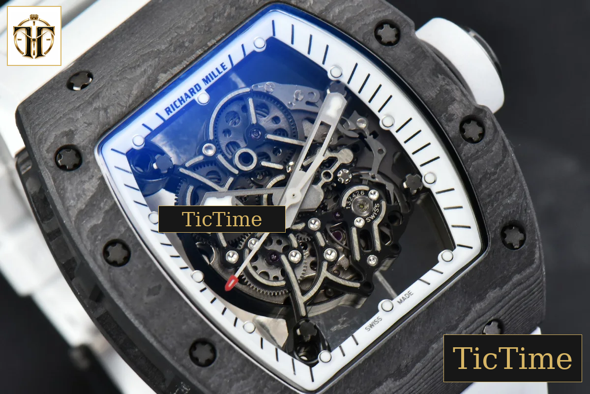 Bubba Watson RM055 42.7mm ZF Black NTPT White Skeleton Dial White Rubber Strap V6 NH05 — foto 10