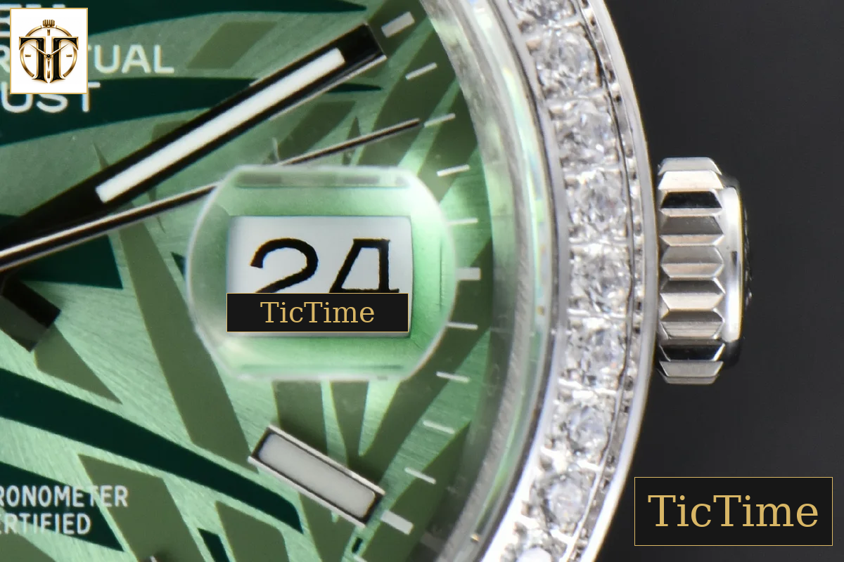 DateJust 36mm BPF Diamond Green Plam Dial Oyster Bracelet A2824 — foto 9