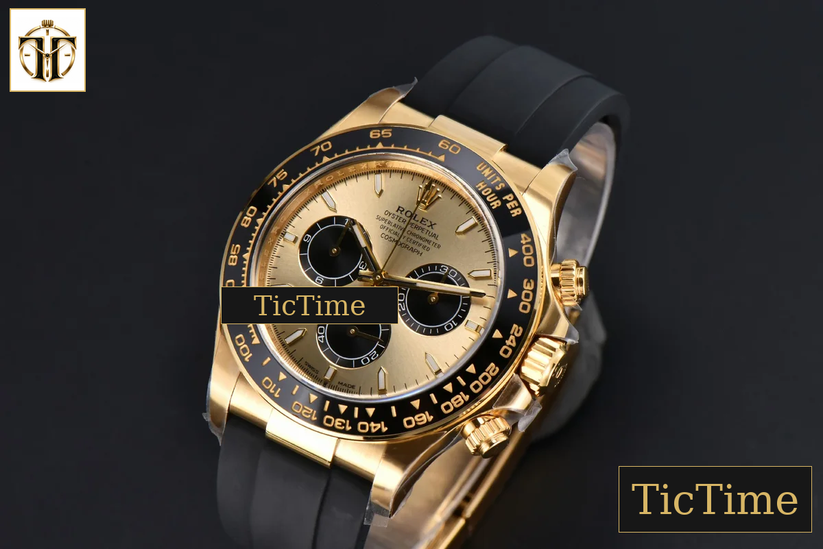Daytona 126518 40mm Clean Factory YG 904L YG Dial Black Bezel Oysterflex Strap DD4131 — foto 4