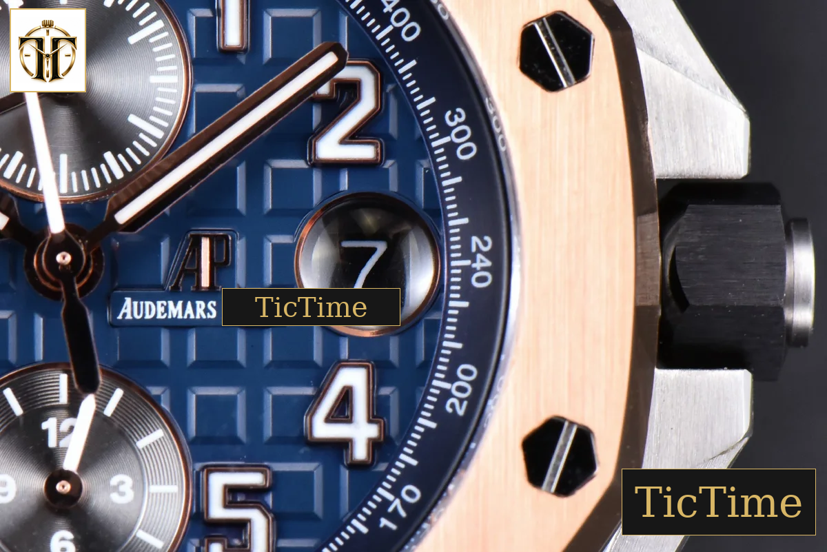 Royal Oak Offshore 26471SR 44mm JF RG Blue Dial Black Leather Strap A3126 — foto 12