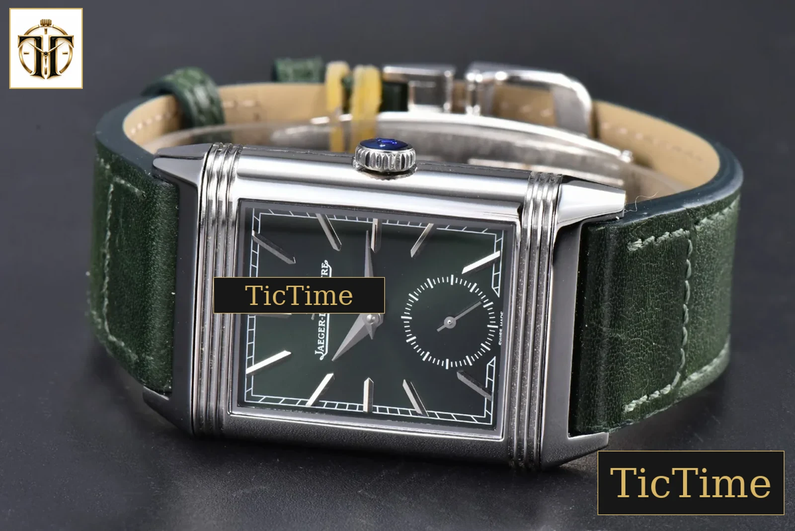 Master Reverso Tribute Small Seconds 30x47mm MGF Green Dial Green Leather Strap A854A — foto 12
