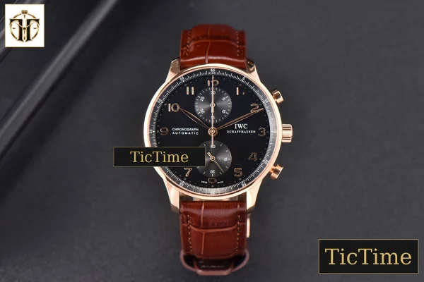 Foto frontal — Portugieser Chrono IW371210 41mm ZF RG Black Dial Brown Strap Cal69355