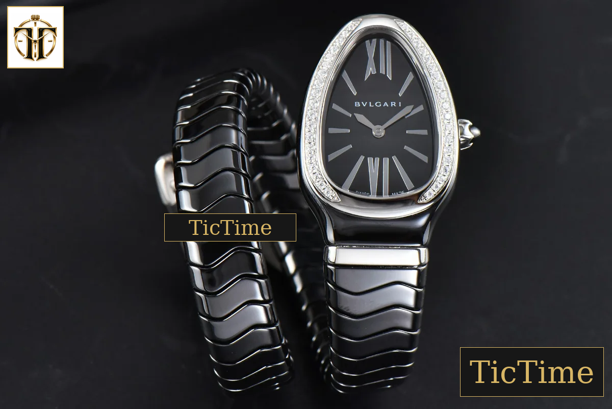 Serpenti Spiga 35mm BVF SS Black Ceramic Black Dial Diamond Bezel Quartz — foto 2