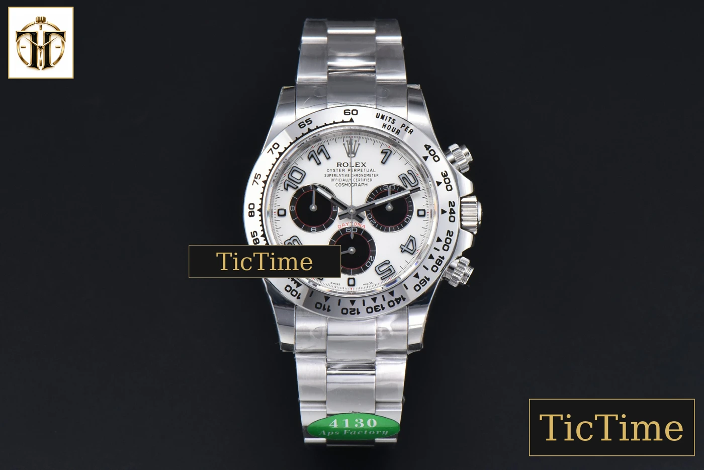 Vista frontal — Daytona 116509 APSF SS White Dial Digital Marker SS Bracelet SH4130