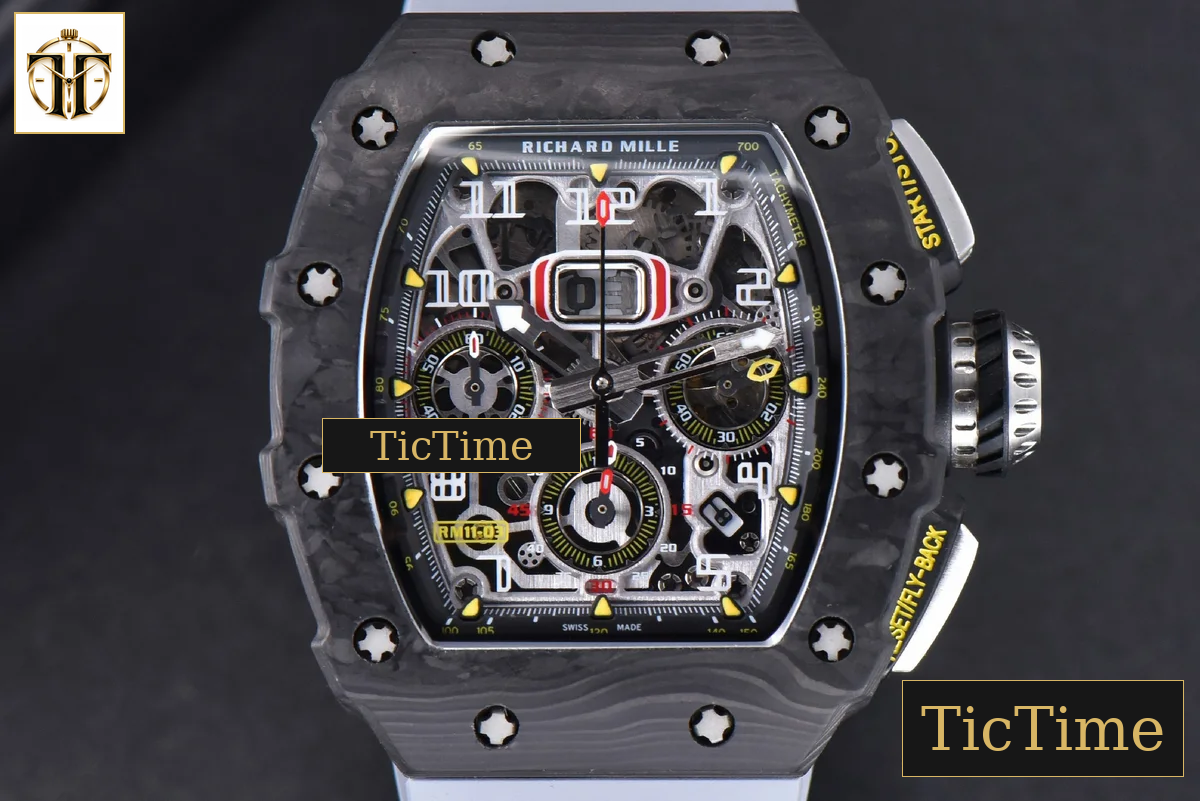 NTPT Chrono RM011 KVF Skeleton Dial Gray Rubber Strap V2 A7750 — foto 2