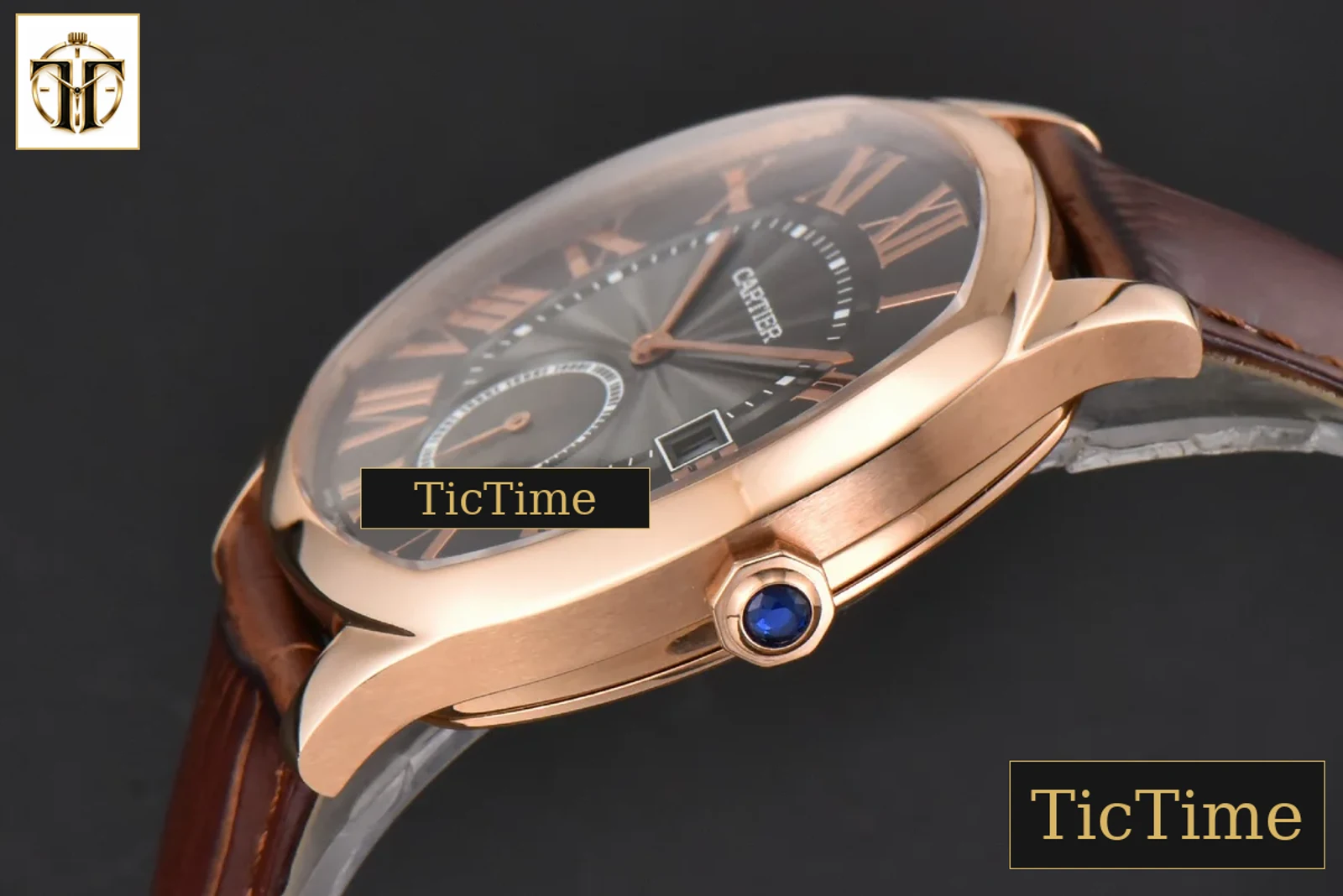 Drive de Cartier 40mm APS RG Gray Dial Brown Leather Strap A23J — foto 11