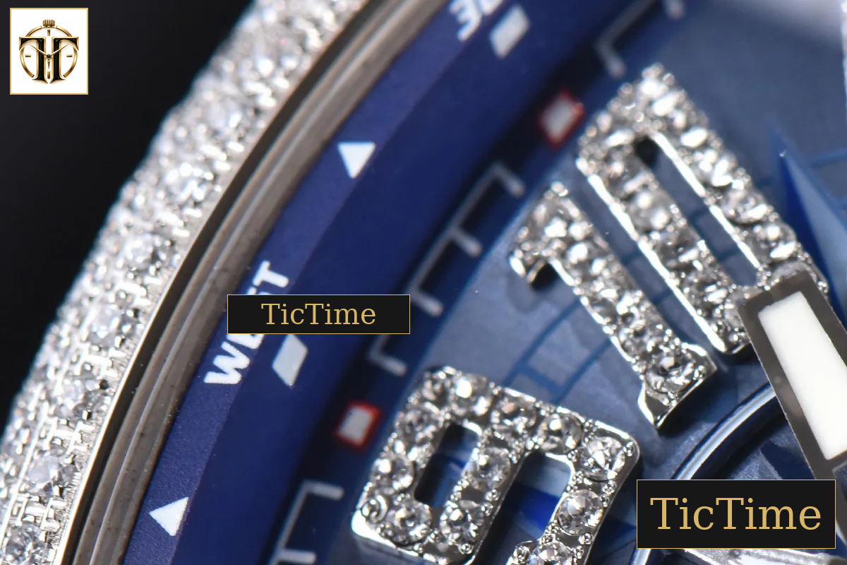 Vanguard V45 ZF SS Full Diamonds Blue Textured Dial Blue Rubber Strap Miyota 9015 — foto 9