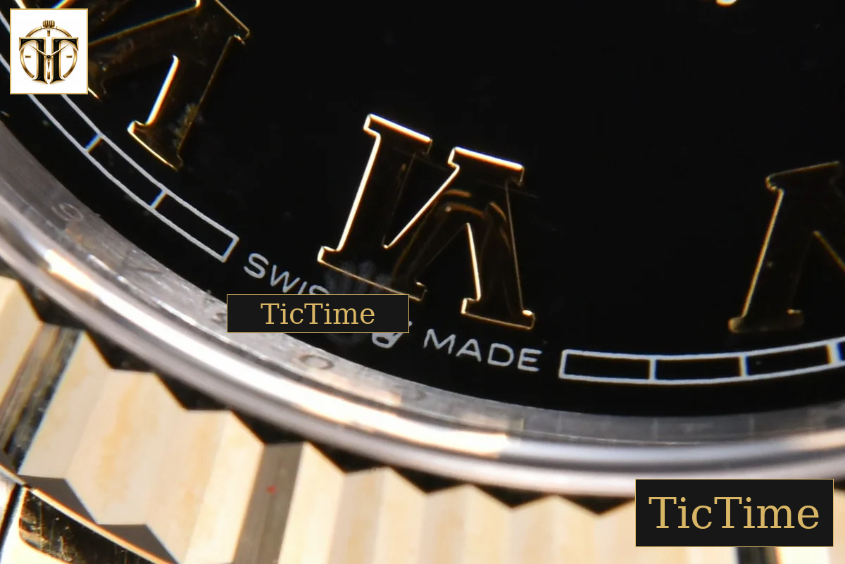DateJust 904L 36mm GMF YG/SS Fluted Bezel Black Dial Roma Marker Jubilee Bracelet VR3235 — foto 8