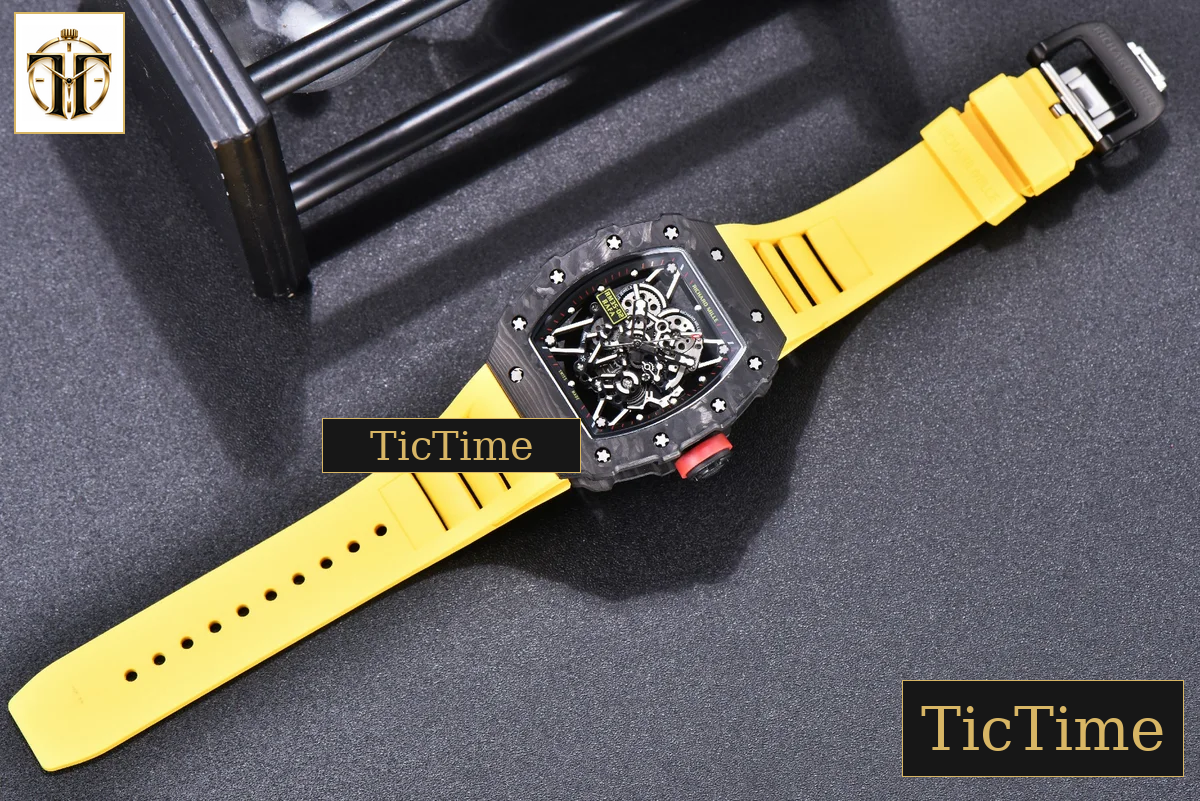 RM035-02 KVF Skeleton Dial Red Yellow Rubber Strap V3 Miyota8215 — foto 27