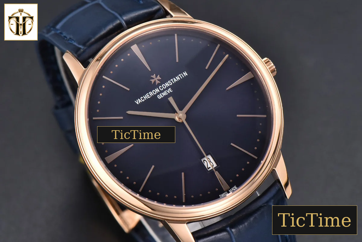 Patrimony Date 40mm ZF RG Blue Dial Blue Leather Strap Miyota 9015 — foto 8