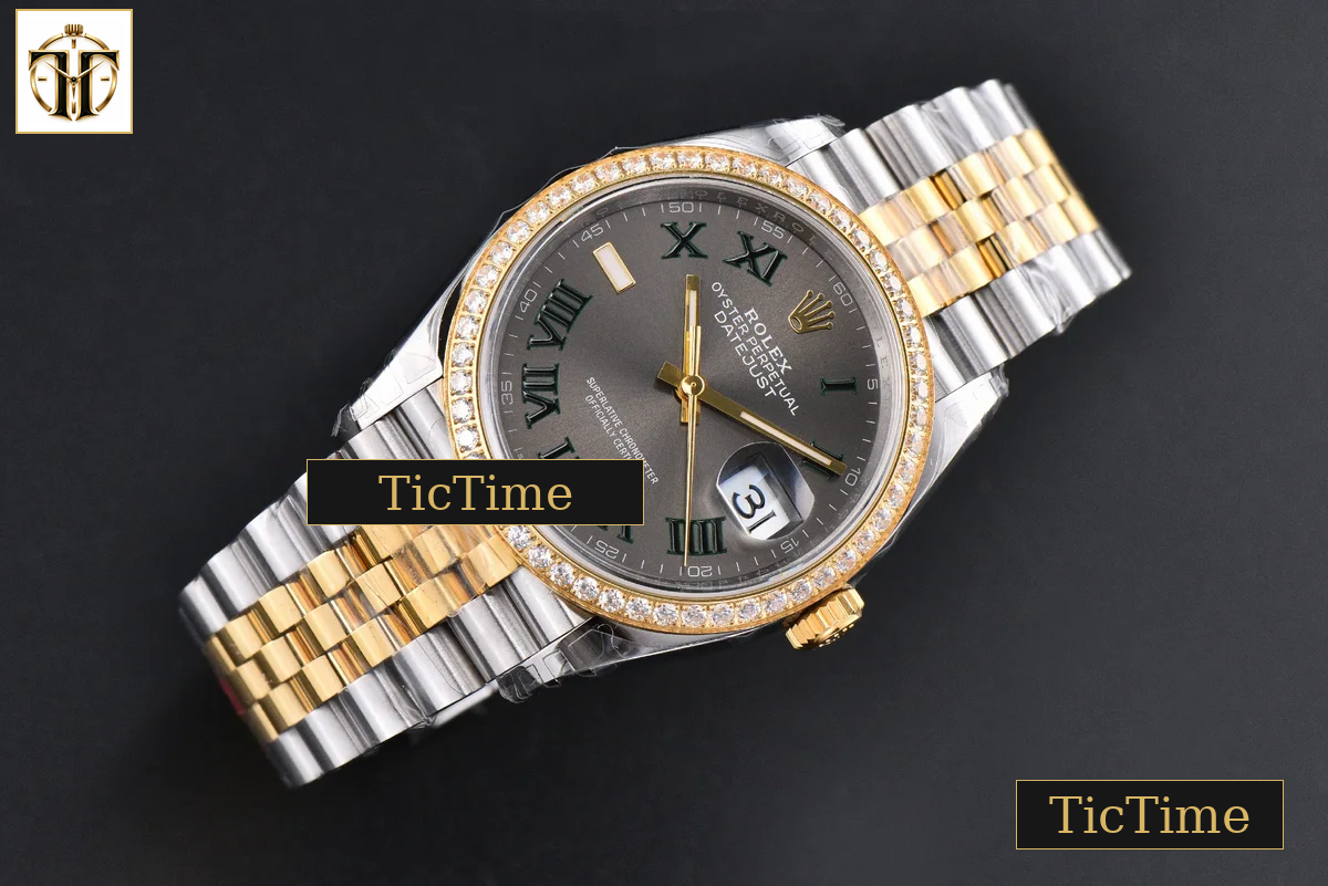 DateJust 126233 36mm VSF YG/SS Diamond Bezel Wimbleton Gray Dial Green Marker Jubilee Bracelet VS3235 — foto 3