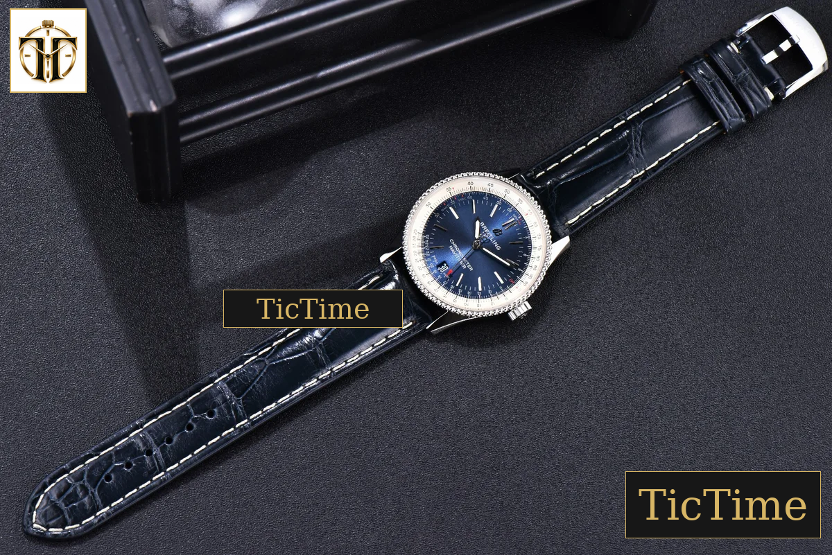 Navitimer 38mm TF SS Blue Dial White Bezel Blue Leather Strap A2824 — foto 21