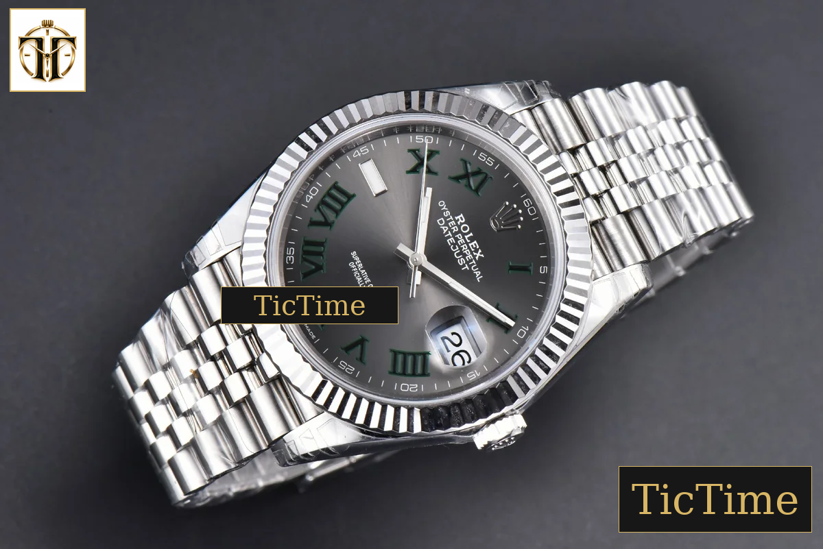 DateJust 904L Wimbledon 41mm VSF Gray Dial Green Marker Jubilee VS3235 — foto 4