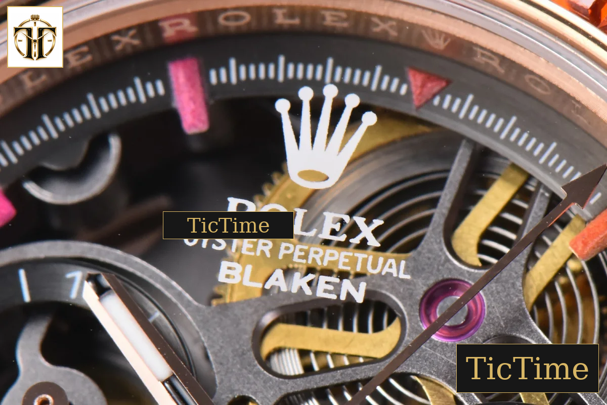 Daytona 40mm GETF PVD RG Carbon Rainbow Diamond Skeleton Dial Black Rubber Strap SA4130 — foto 6