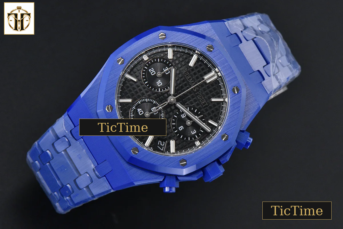 Royal Oak Chronograph 26240 41mm APSF Blue Ceramic Black Checkered Dial Black Subdial Ceramic Bracelet V2 Free Sprung SH4401 — foto 3