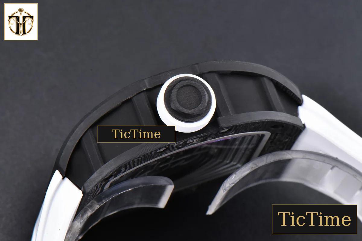 NTPT RM055 43mm ZF White/Pink Bezel White Crown White Rubber Strap V6 RMUL2 — foto 16